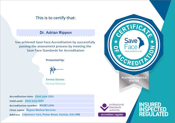 Save Face Sixth Year Annual Certificate